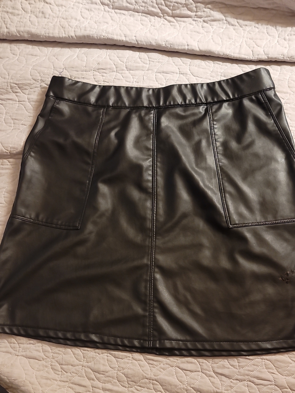 Maurices Black Faux Leather Mini Skirt with Patch Pockets